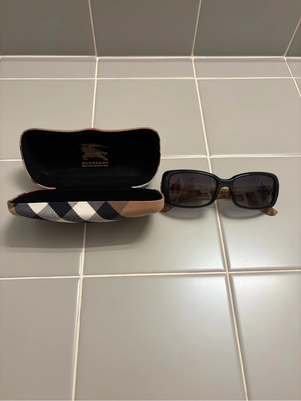 Women’s Burberry Sunglasses with Signature Plaid Arms
